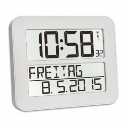 Imagen de TFA Dostmann 60.4512 Timeline MAX Radio Reloj de Pared Digital, Blanco con baterías