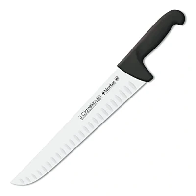 Imagen de 3 Claveles Cuchillo Carnicero Alveolado Proflex, Acero Inoxidable, Negro, 30 cm 12&quot;