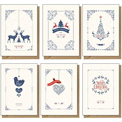 Imagen de 48 tarjetas de Navidad recicladas, ecológicas, contemporáneas