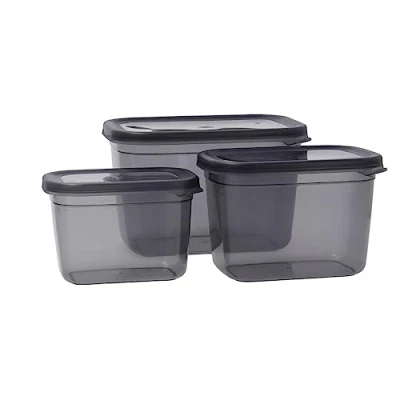 Imagen de Quid City Set 3 Recipientes Rectangulares Plástico Piezas 40cl 67cl 120cl Gris