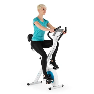 Imagen de Capital Sports Azura Air Bicicleta Estatica Plegable, Ejercicio en Casa, Bicicletas Estaticas Spining Magnéticas para Hombres y Mujeres con Asiento, Bicis Pleglables Soporte Tablet
