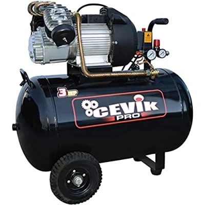 Imagen de CEVIK Compresor de Correas 100L 3HP CA PRO100VX Cabezal en &quot;V&quot;, Bajas RPM y Doble Salida Aire