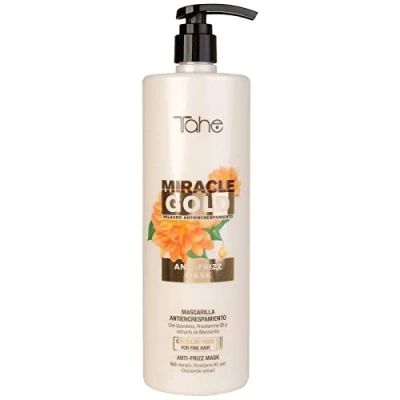 Imagen de Tahe Miracle Gold Mascarilla Antiencrespamiento para Cabellos Finos con Queratina, Provitamina B5 y extracto de Manzanilla, (1000 ml)