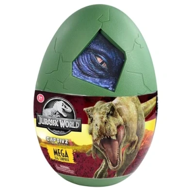 Imagen de Jurassic World Clash Edition Mega Egg 28cm, 3 Dinosaurios para Montar, 20 sorpresas por Descubrir, Juguetes niños, a Partir de años