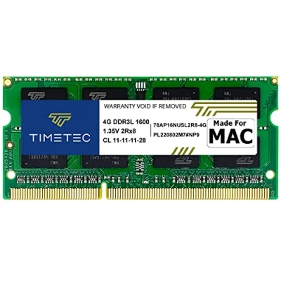 Imagen de Timetec 4GB Compatible for Apple DDR3L 1600MHz PC3L 12800 MAC Book Pro (Early/Late 2011,Mid 2012), iMac(Mid 2011,Late 2012,Early/Late 2013,Late 2014,Mid 2015), Mini(Mid 2012) RAM