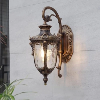 Imagen de ZenithBeam Aplique Pared Exterior,Farol Exterior Impermeable De Aluminio Y Vidrio Jardin Retro Luces DecoracióN RúStica E27 Luz Para Puerta Casa Garaje Porche Patio