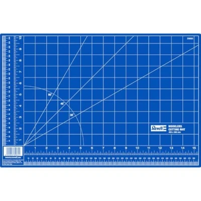 Imagen de Revell Schneidematte mit selbstheilenden Eigenschaften, Hilfslinien und Skalen für präzises Arbeiten Estera de Corte, Grande, Color Azul, 45 x 30 cm (39057)
