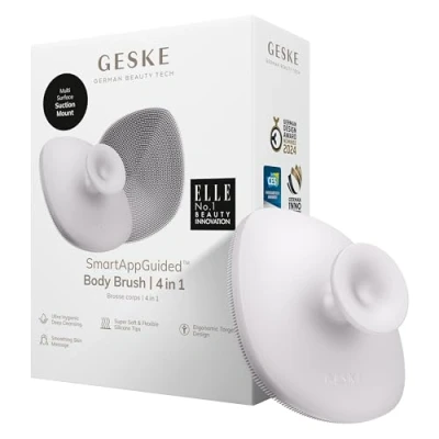 Imagen de GESKE Body Brush 4 in 1 Cepillo limpiador para todo el Cuerpo Limpieza profunda profesional Filamentos de silicona suaves Diseño ergonómico dos dedos y masaje