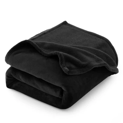 Imagen de CozyLux manta polar de franela 260 g/m², para sofá 130 x 150 cm, cama individual, cálida y suave, color negro