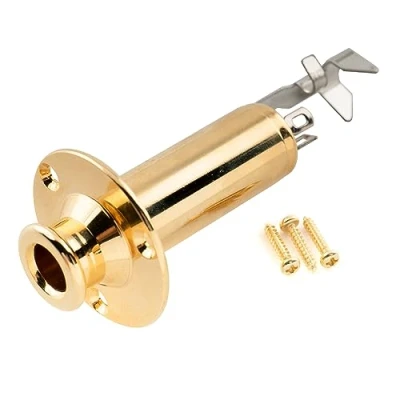 Imagen de Musiclily Pro 1/4 Pulgada Mono Stereo Endpin Entrada Hembra de Jack Salida para Guitarra Acústica Bajo, Dorado