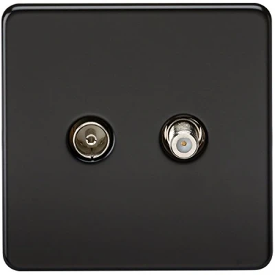 Imagen de Knightsbridge SF0140MB Toma (aislada), Negro/Negro, Screwless TV &amp; Sat Outlet (Isolated) Matt Black