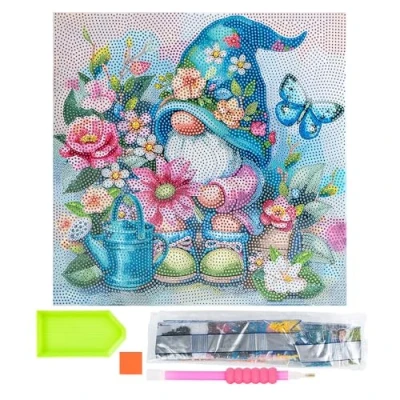 Imagen de Ideen mit Herz Lienzo de pintura diamante sobre bastidor, 30 cm x cm, incluye herramientas (gnomo con flores)