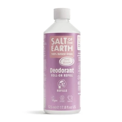 Imagen de Natural Deodorant Roll On Refill by Salt of the Earth, Peony Blossom Vegan, Long Lasting Protection, Leaping Bunny Approved, Made in UK 525ml