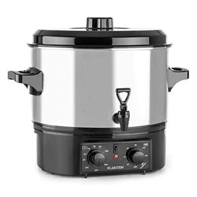 Imagen de Klarstein Biggie Olla eléctrica pasteurizadora, Potencia 2000 W, Temperatura regulable 30 100, Temporizador máx. 120 min, 2 asas, Acero inoxidable, Capacidad 16 L, Plateado