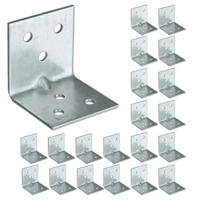 Imagen de OMIDEAS 20 conectores angulares (30 x 30 cm), ángulo en L, de 90 grados, orificio, construcción, conector madera, para muebles, sillas, galvanizados