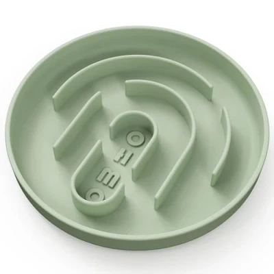 Imagen de OHMO Comedero Anti Glotonería para Perros y Gatos(Pequeño, Sin Ventosa, Verde Claro, 15cm) de Silicona Sólo Razas Pequeñas, Evitar la Asfixia Prevenir el Atragantamiento