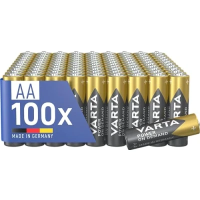 Imagen de VARTA Pilas AA, paquete de 100, Power on Demand, Alcalinas, 1,5V, para accesorios ordenador, dispositivos Smart Home, linternas, Made in Germany