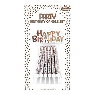 Imagen de Clairefontaine 26820 RGC Juego de 12 velas + portavelas soporte &quot;Happy Birthday&quot;, oro rosa