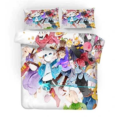 Imagen de EU VV Juego de Cama Game Undertale, Fundas Nórdicas Bohemias 1/2 Persona con Funda Almohada Cremallera Frisk Toriel ((150x200cm) 90,Undertale 03)