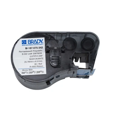 Imagen de BMP53 Brady M 187 075 342 cinta termorretráctil negro sobre blanco 19,05 mm x 8,50