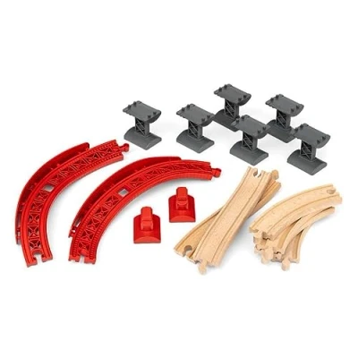 Imagen de BRIO World Conjunto de vías con Curvas ascendentes, Accessorios para Circuito Tren, 16 Piezas, Edad 3+ Años