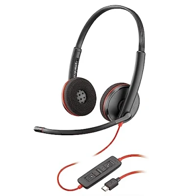 Imagen de Auricular Poly Blackwire 3220 con cable Micrófono cancelación de ruido Diseño estéreo Conexión A PC/Mac mediante USB C o Funciona Teams y Zoom