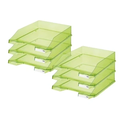 Imagen de HAN KLASSIK Bandeja para correo, DIN A4/C4, apilable, robusta, 6 unidades, transparente, color transparente verde