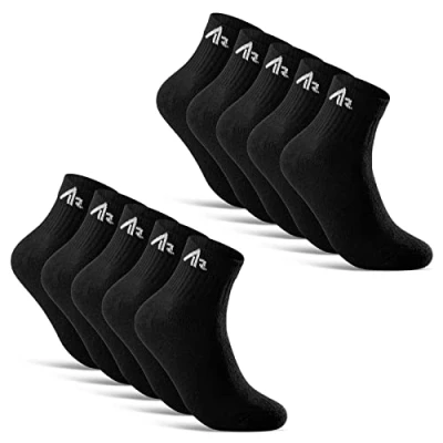 Imagen de sockenkauf24 10 Pares Calcetines Deportivos Tenis Trabajo Hombre Mujer Algodón i1R (Negro 43 46 Corto)
