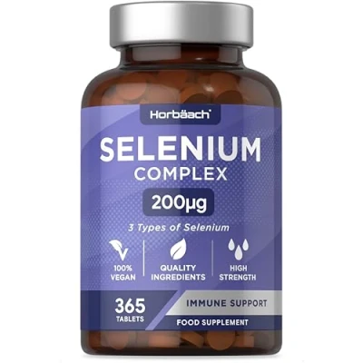 Imagen de Selenio Complex 200 µg Complejo Triple de con Selenito sodio y L selenometionina 365 Comprimidos Veganos Para el Sistema inmunológico, cabello uñas Horbaach