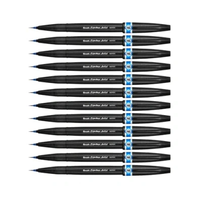 Imagen de Rotulador Pentel Artist con punta de pincel extrafina. Color azul claro.