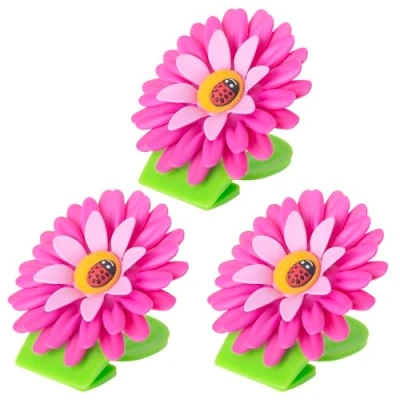 Imagen de Vigar Flower Power Pinzas con Iman para Cocina, Material: ABS, Goma, PPN, Imán: Acero, Aluminio, Boro, Rosa, 8 x 2.5 cm, 3 Unidades