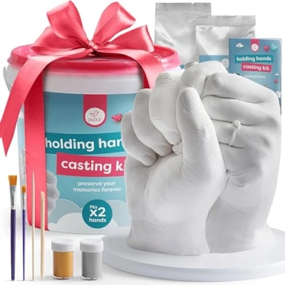 Imagen de chuckle Kit 3D de Molde Manos con Alginato y Yeso, para Moldes Manos, Escultura Moldes, Escayola, Regalos San Valentín, Hand Casting