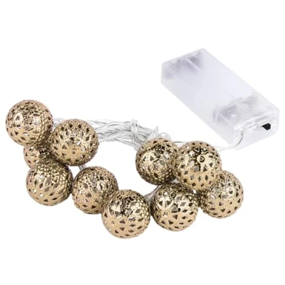 Imagen de Ideen mit Herz Cadena de luces LED con forma bolas champán, color blanco cálido, función temporizador