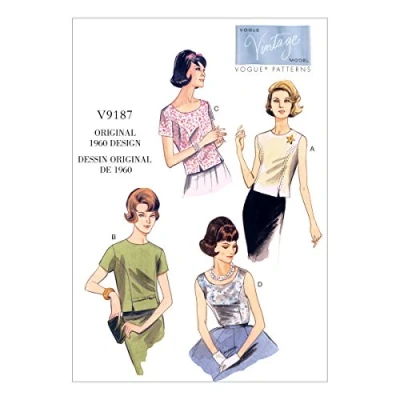 Imagen de Vogue Patterns Top Pattern 9187 Patrón para Camisetas de Mujer, Tallas 36 a 14, Lona, Naranja, A5 (6 8 10 12 14)