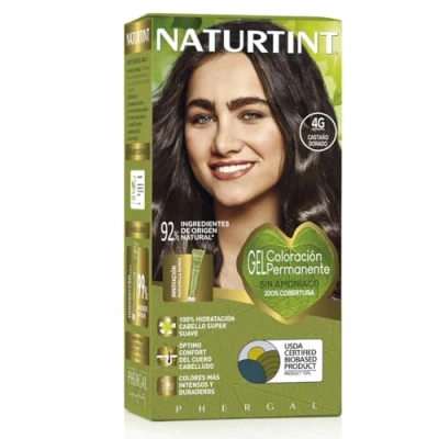 Imagen de NATURTINT Biobased, Coloración Permanente Sin Amoniaco, 100% Cobertura de Canas, Tinte para el Cabello con Ingredientes Naturales, Color Intenso, Natural y Duradero, 4G Castaño Dorado, 170ml