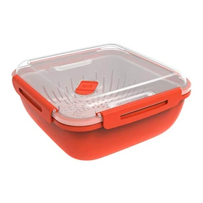 Imagen de Rotho Memory Microwave Vaporizador de 1,7 l con colador para microondas, Plástico (PP) sin BPA, rojo/transparente, 1.7l (19.5 x 19.5 9.1 cm)