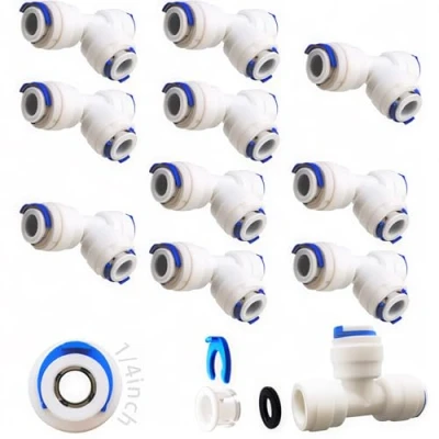 Imagen de CESFONJER 10 PCS Push Fit: Conector en T de 1/4&quot; para tubo sistema ósmosis inversa, frigorífico o filtro agua