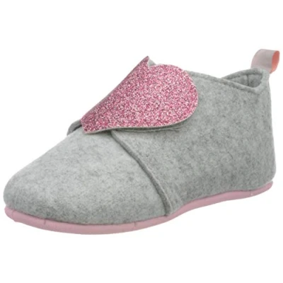 Imagen de Playshoes Hausschuhe Herz, Pantuflas, Unisex niños, Gris/Rosa (Grey/Pink), 22 EU