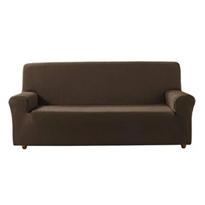 Imagen de Estoralis Beta Funda Sofá de Diseño Moderno Tejido Elastico Chocolate para 4 Plazas 220 a 260 cm. Protector Adaptable Todo Tipo sofás