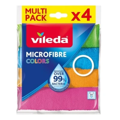 Imagen de Vileda Microfibre Colors Pack de 4 Chiffons Lavettes Multi Usages