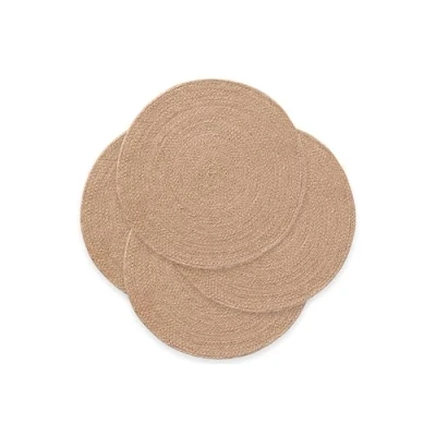 Imagen de Manteles Individuales Redondos, Salvamantel Yute, Natural Hecho a Mano, 38x38 cm Pack 4 Unidades