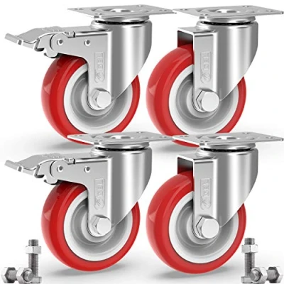 Imagen de GBL Ruedas para Muebles Pesados con 2 Freno + Tornillos 125mm Hasta 800kg 4 Rueda que No Dejan Marcas de Alta Resistencia Giratorias Grandes Palets Engomadas