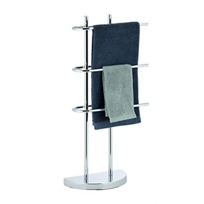Imagen de Relaxdays Toallero de Pie Semicircular Cromado, Hierro, Plateado, 83x40x18 cm