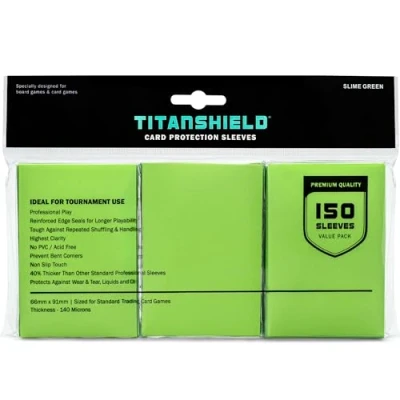 Imagen de TitanShield Protector de cartas coleccionables tamaño estándar para MTG, Dropmix (150 fundas/verde limo)