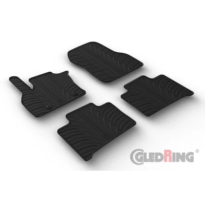 Imagen de Gledring 0027 Juego de alfombrillas suelo Caucho delante y detrás 4 negro 750mm 550mm