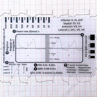 Imagen de HOMEECG regla de 7 pasos, ECG, plástico, herramienta medición para interpretación ECG/ECG, transparente estudiantes medicina enfermería (1