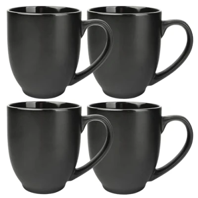 Imagen de Schramm® Tazas de café porcelana negra seleccionable 2, 4 ó 6 piezas Juego 460 ml cerámica con asa 6, Número:4 Stück