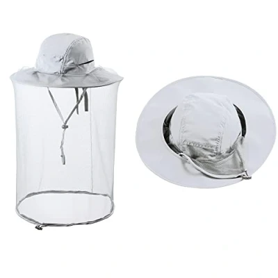 Imagen de HunterBee Sombrero de mosquitera para Insectos con Red Apicultor, Apicultura, Velo Abeja, Safari, Senderismo, jardinería, Malla