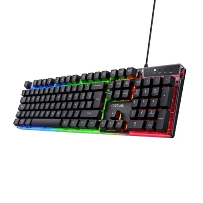 Imagen de Trust Gaming GXT 835 Azor Teclado Retroiluminado, Disposición QWERTY Español, LED Iluminación, Alámbrico para Windows, Mac, PC, Ordenador, Portátil Negro