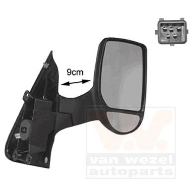 Imagen de espejo retrovisor Van Wezel 1898808 derecha completo, convexo, para ajuste elect. espejo, calefactable, brazo corto de